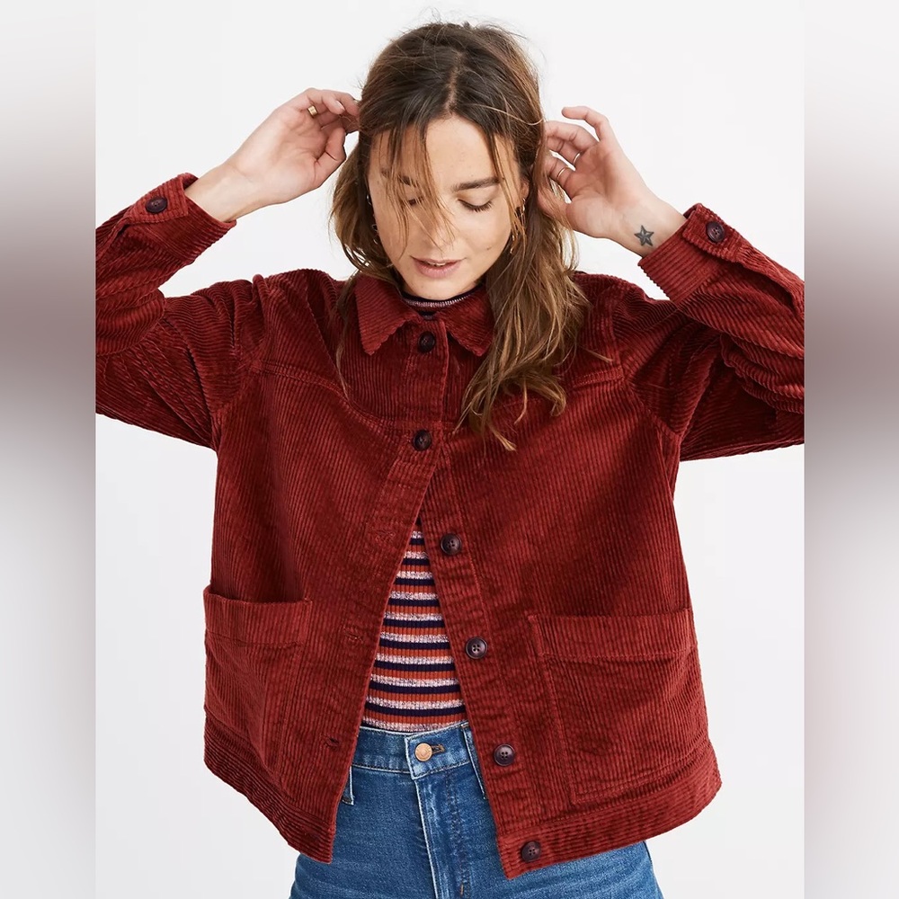Madewell Corduroy Swing Chore Coat, Red, Size XS